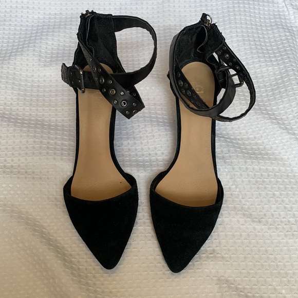 Joe’s Jeans ankle wrap studded buckle suede heel in black W8.5 - Picture 2 of 13